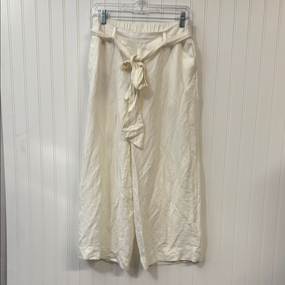 A New Day Ivory Cream Linen Blend Wide Leg Pants Size M